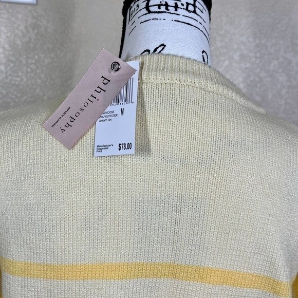 Philosophy women sweater yellow crew neck long sleeve sweater size M boho baddie - Picture 4 of 12